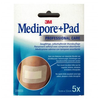 MEDIPORE+PAD MED 5X7,2CM 5PZ